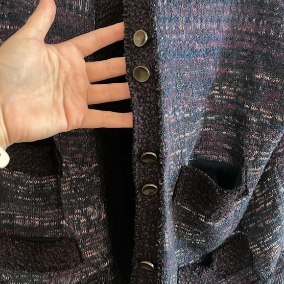 Free People Tweed Knit Silk Wool Angora Button Down Cardigan Size Small - Picture 5 of 9